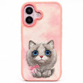 Full back view of pink embroidered kitten phone case