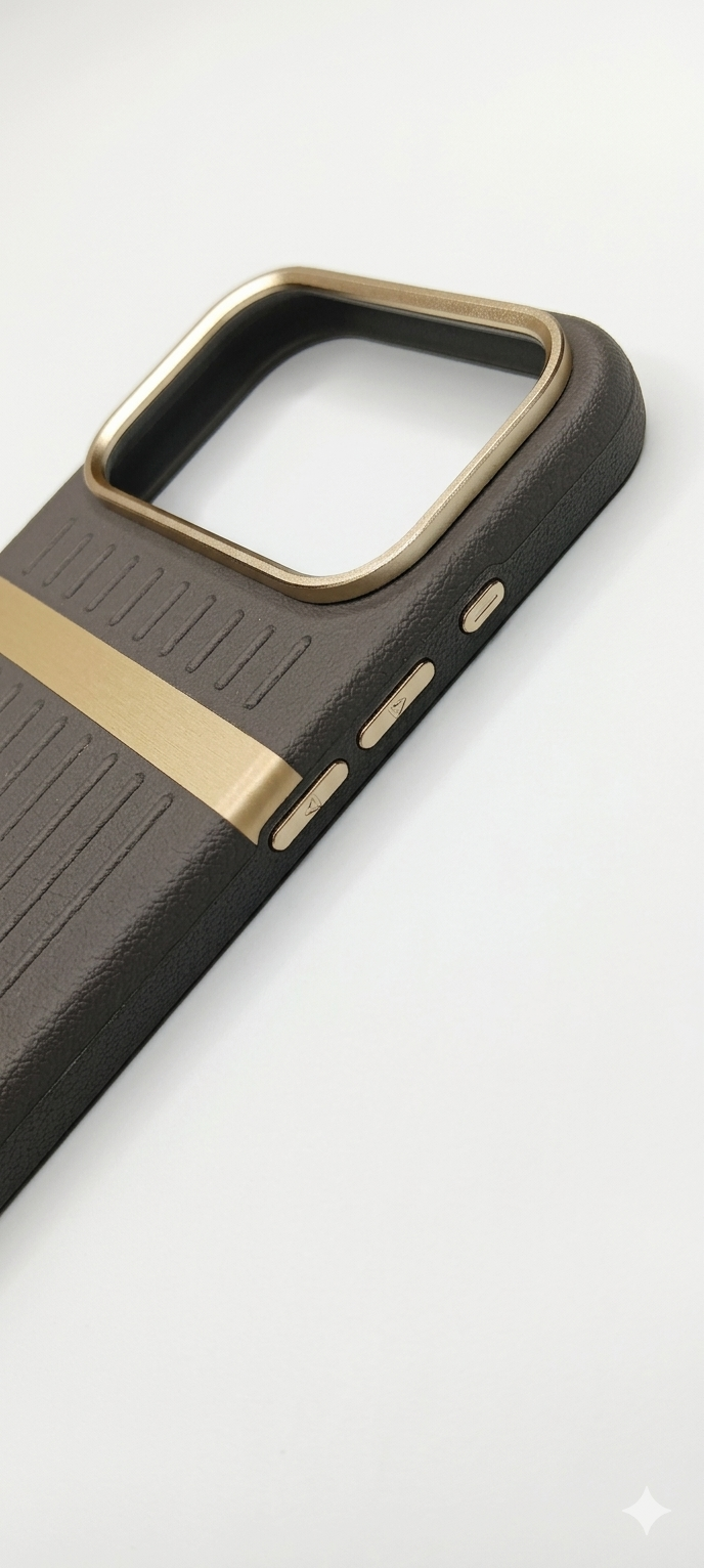 Luxury Leather Texture Protective Case with Premium Metal Camera Frame for iPhone 17 Pro