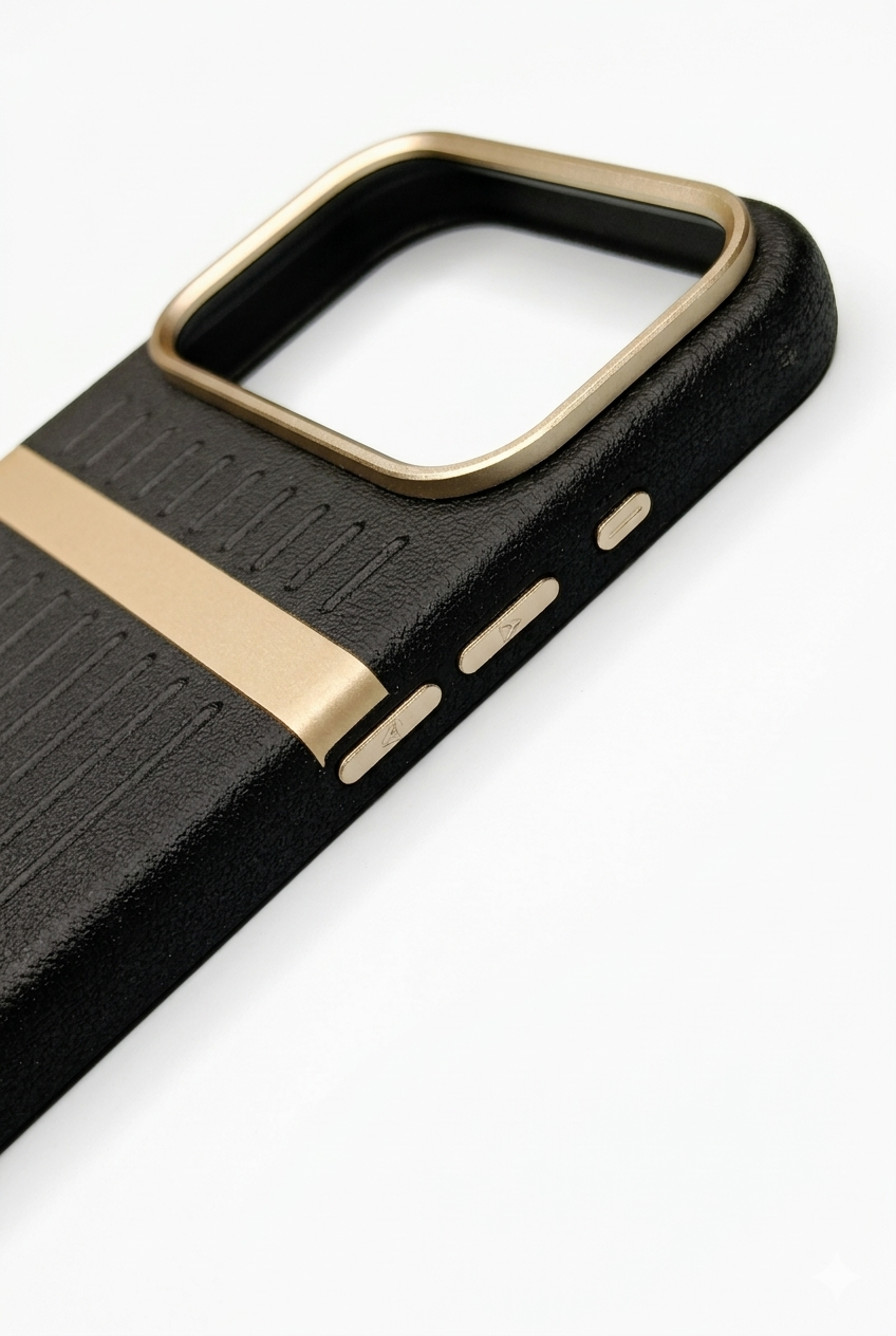 Luxury Leather Texture Protective Case with Premium Metal Camera Frame for iPhone 17 Pro