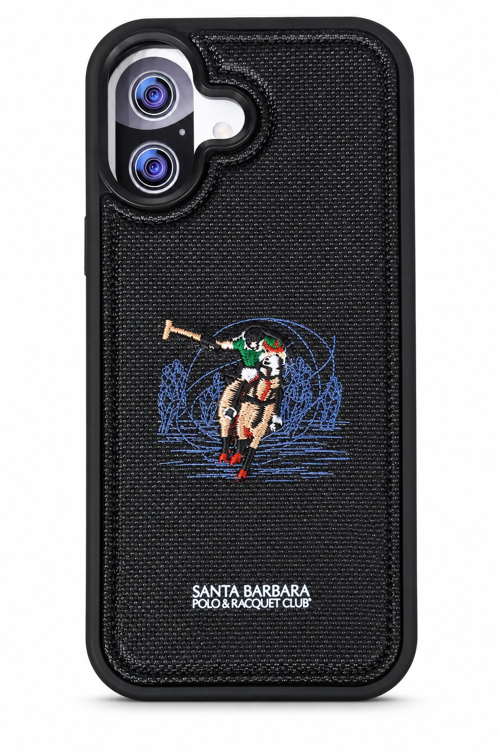 Black Santa Barbara Polo & Racquet Club iPhone 17 case front