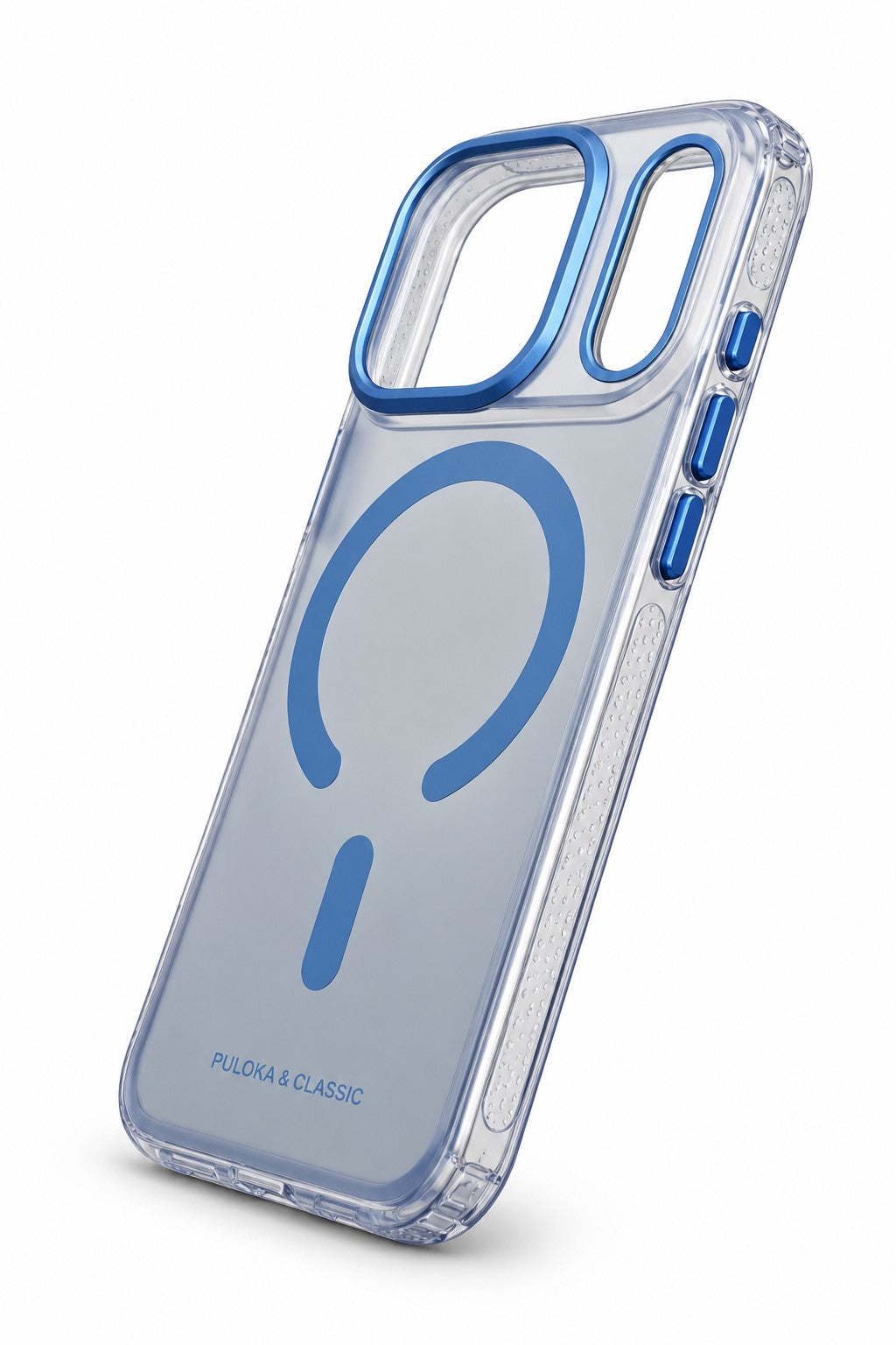 Glacier blue case camera and magnetic ring detail