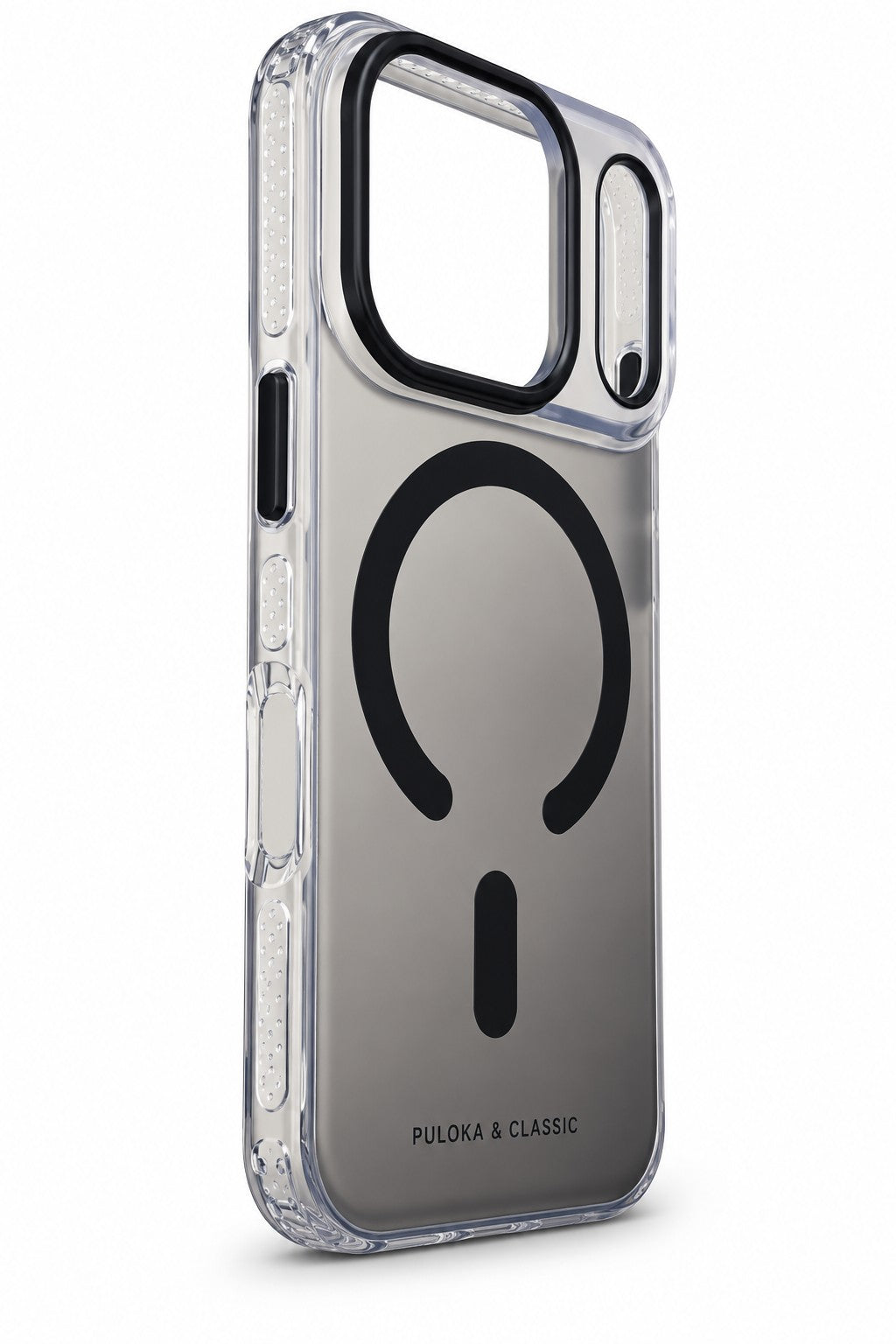 Black magnetic clear case angled view
