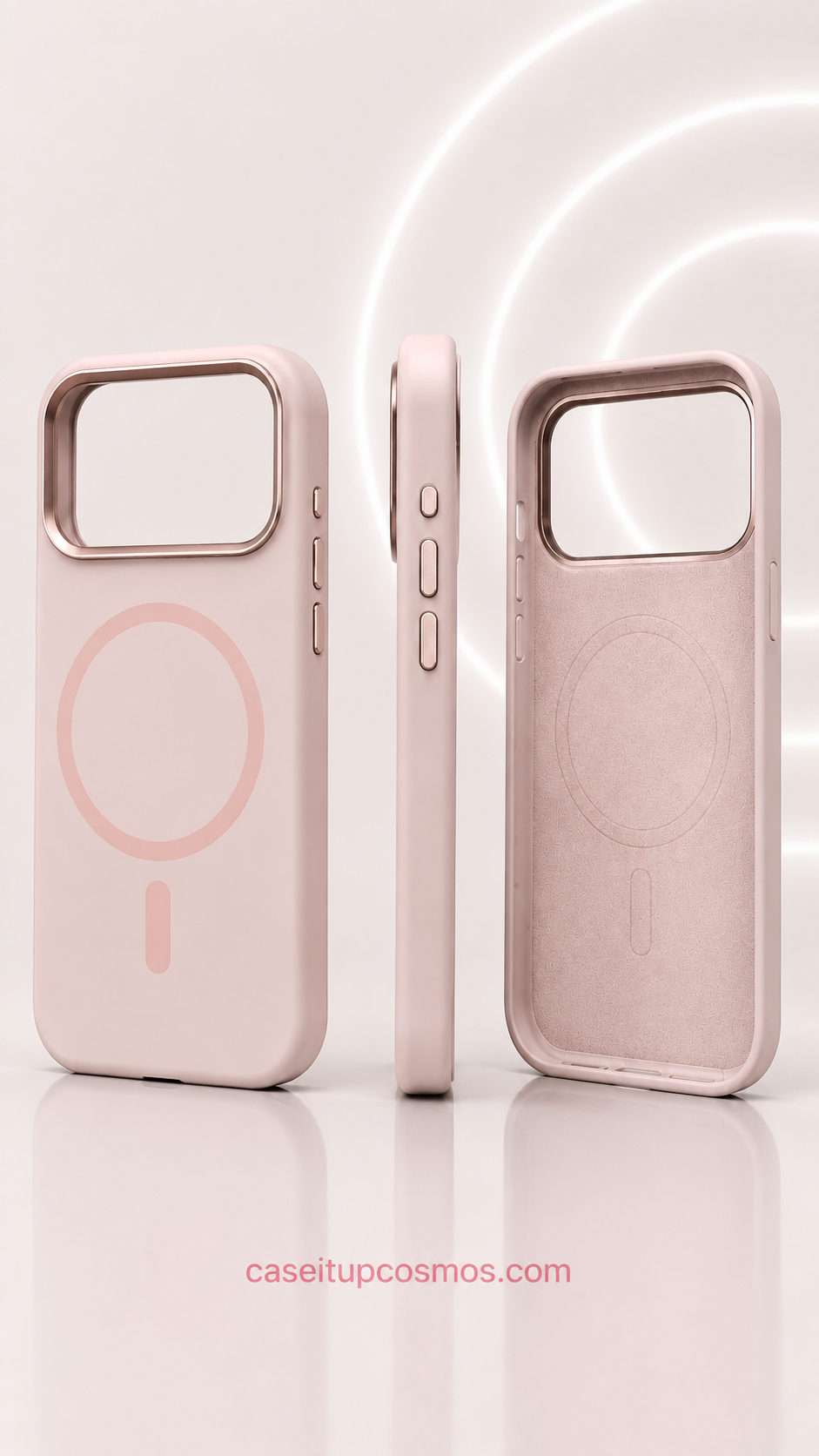 NJOYNY Pink Magnetic Armor Case for iPhone 17 Pro – Slim 360° Protection with Camera Guard
