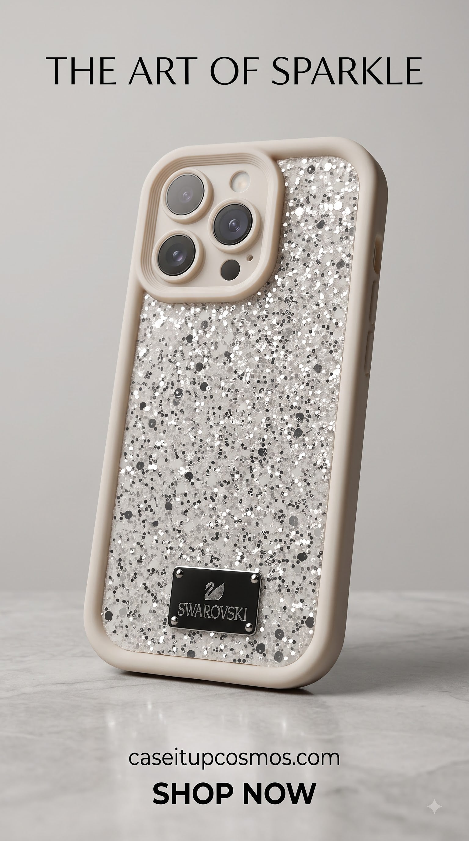 Premium Glitter Silicone Phone Case – Luxury Crystal Sparkle Shockproof Cover | Beige Frame