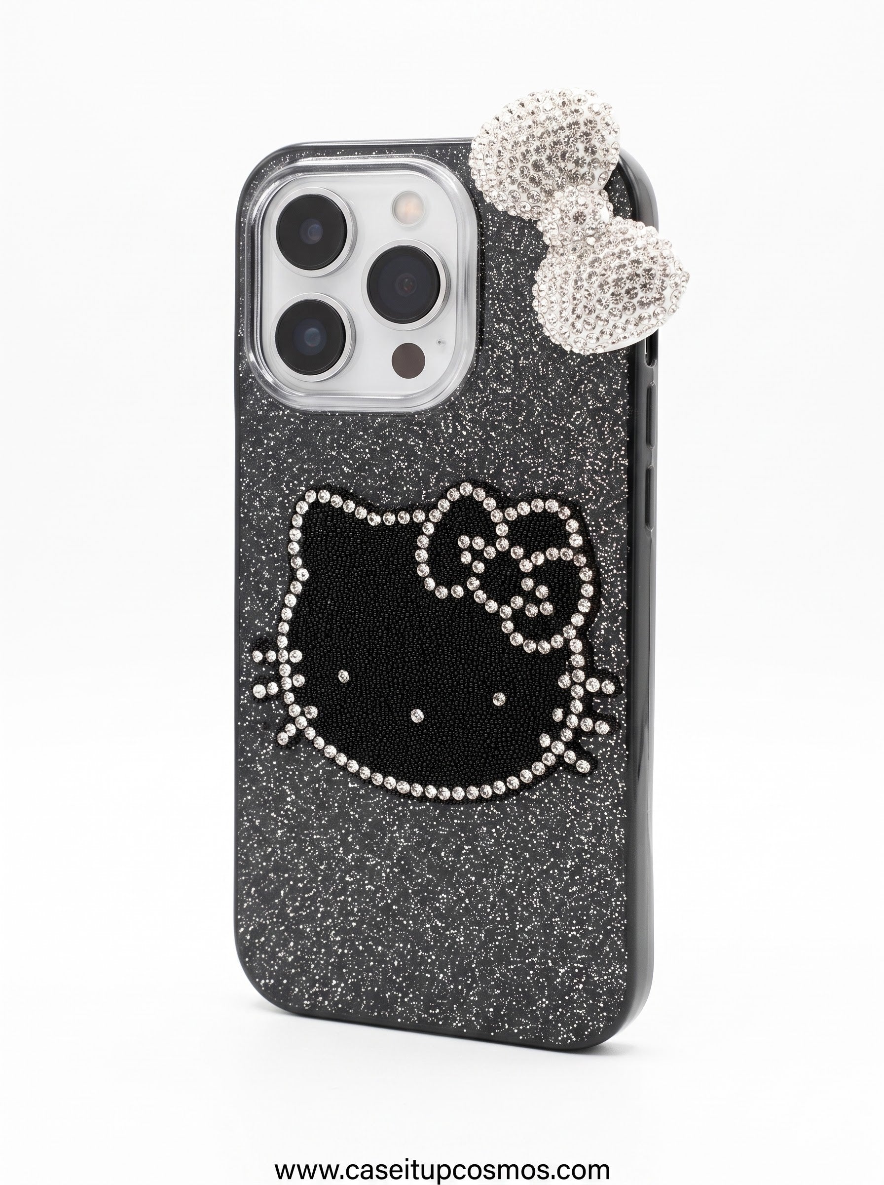 Y2K Hello Kitty Crystal Rhinestone Bow Glitter iPhone Cover