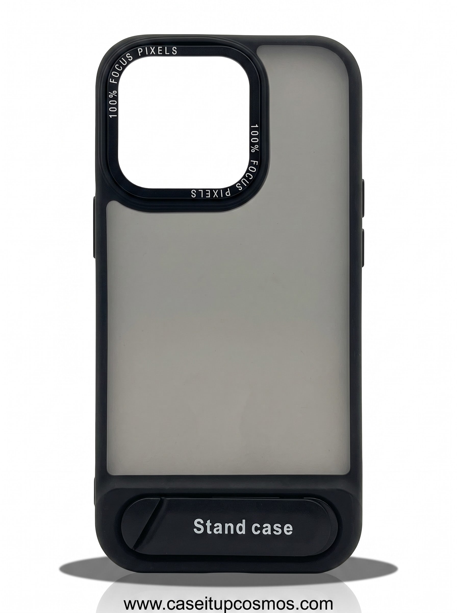 Ultra-Slim Frosted Black Kickstand Case for iPhone | Built-In Foldable Stand