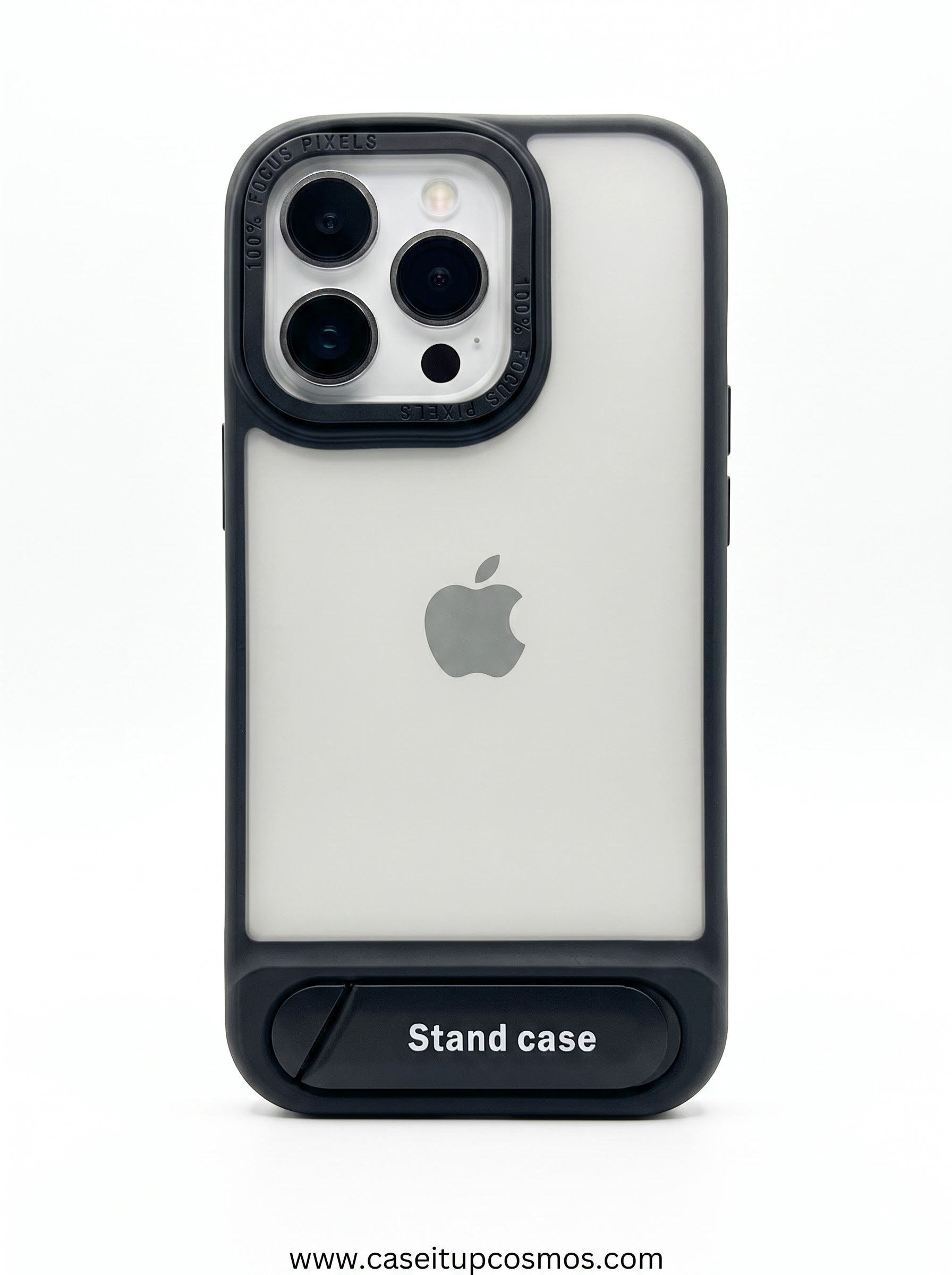 Ultra-Slim Frosted Black Kickstand Case for iPhone | Built-In Foldable Stand