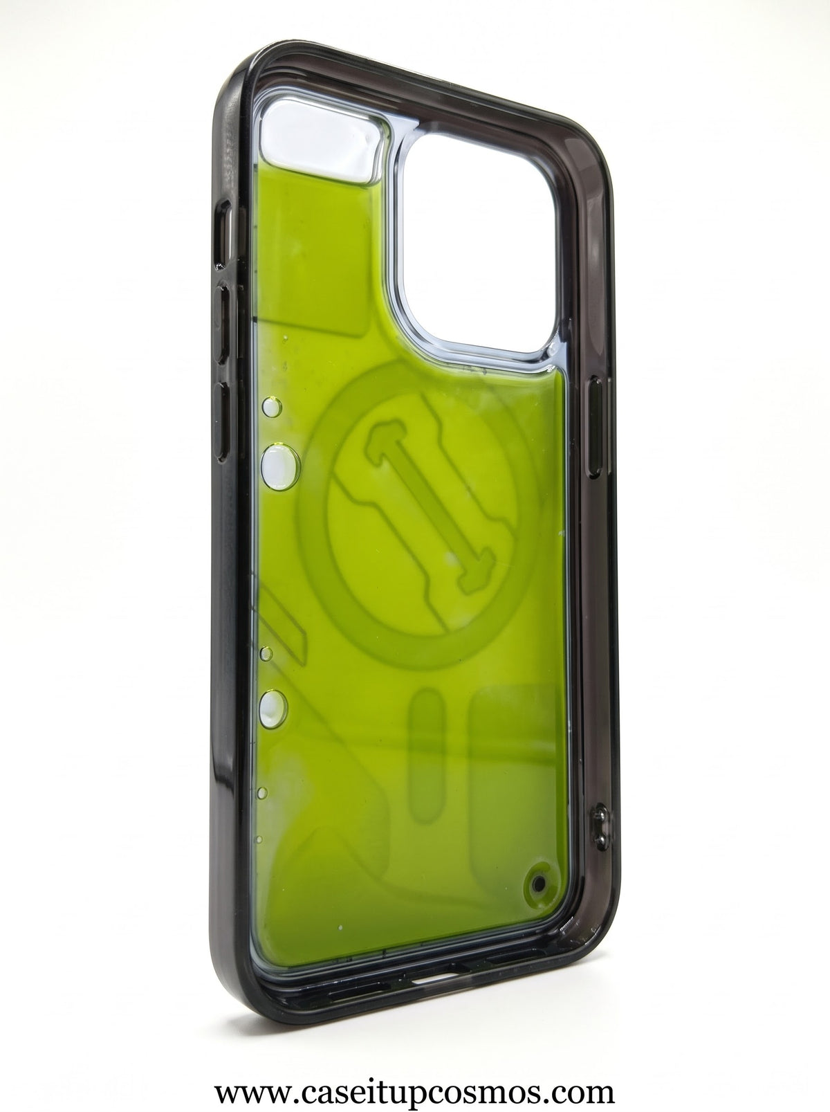 Futuristic Neon Lime Graphic Mecha Case for iPhone | Smoke Black Bumper