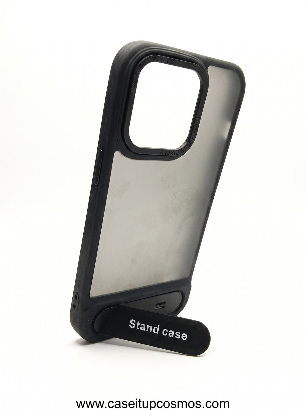 Ultra-Slim Frosted Black Kickstand Case for iPhone | Built-In Foldable Stand