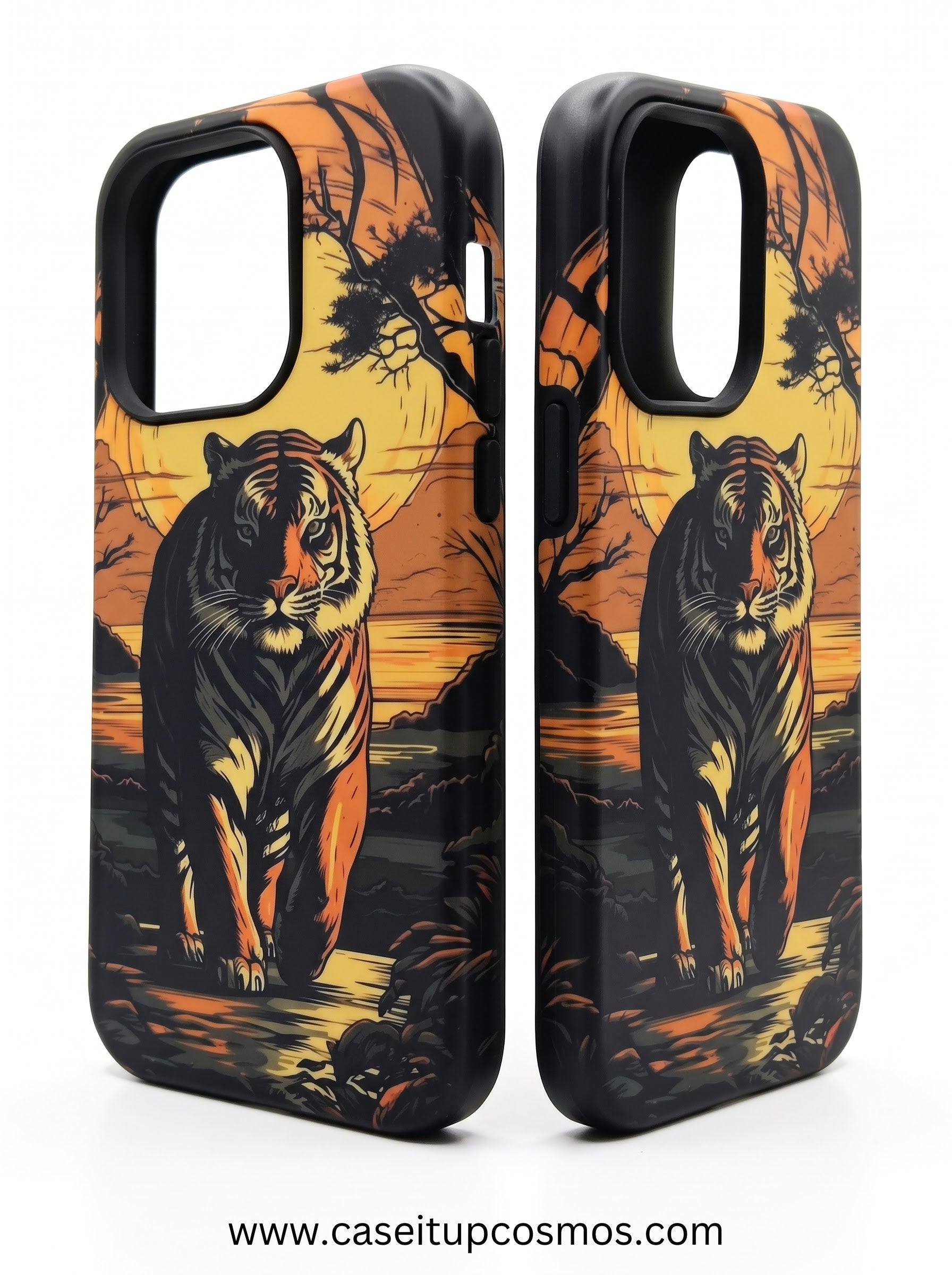 The Apex Tiger Sunset Edition Matte Black iPhone Case | Raised Lens Guard
