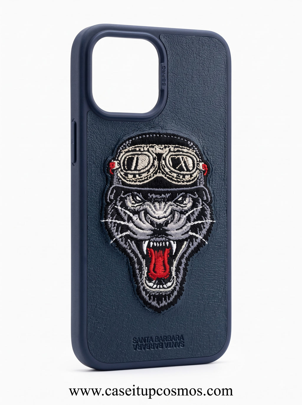 The Wild Biker Edition Embroidered Panther Leather Case for iPhone