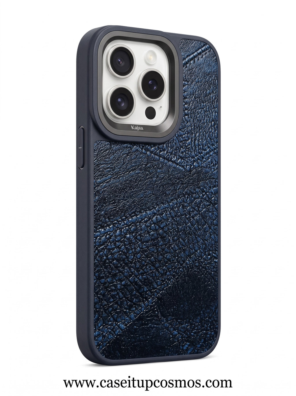 Luxury Indigo Crackle Grain Leather Case for iPhone | Geometric Shock Bed