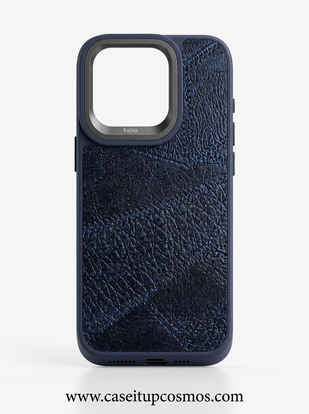Luxury Indigo Crackle Grain Leather Case for iPhone | Geometric Shock Bed