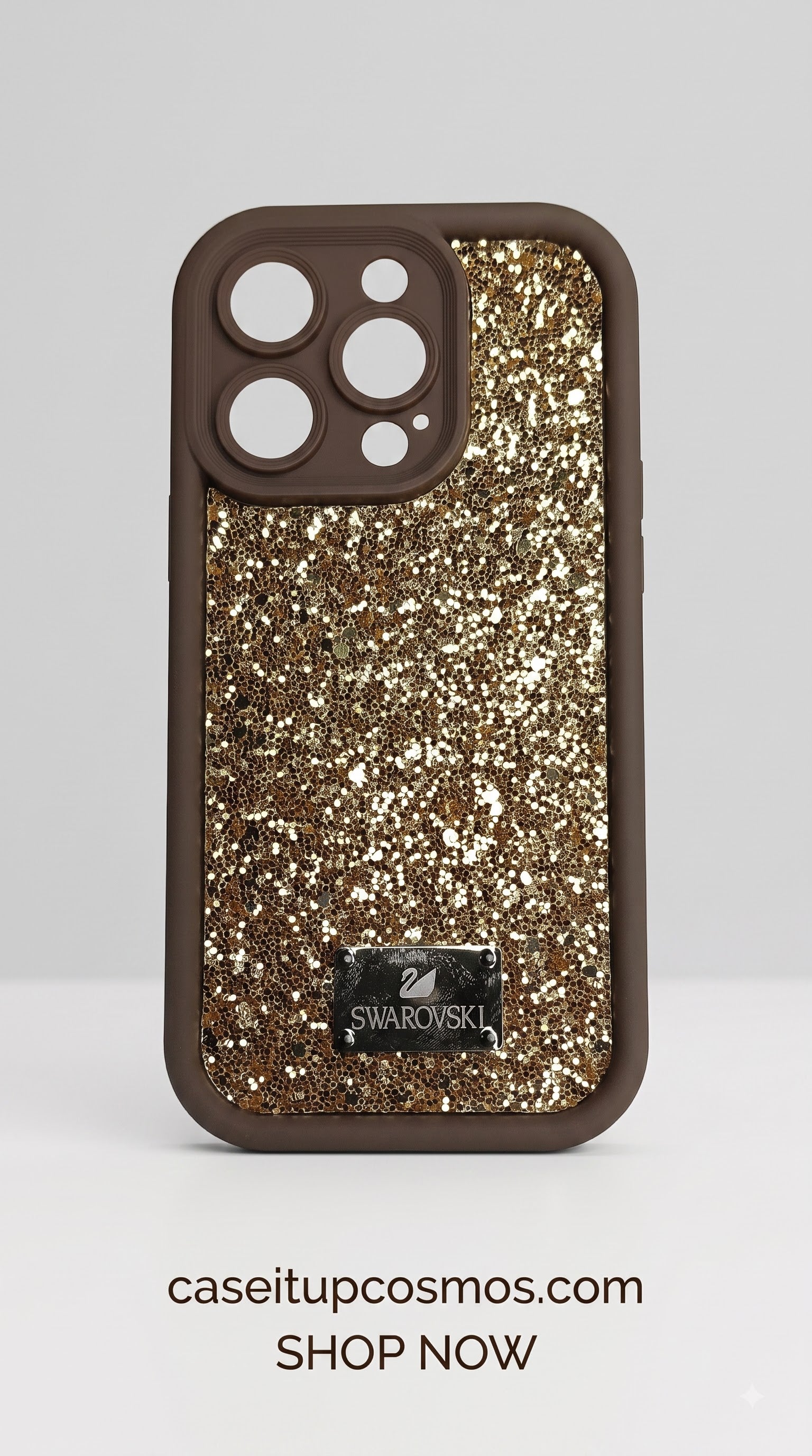 Premium Glitter Silicone Phone Case – Luxury Crystal Sparkle Shockproof Cover | Beige Frame
