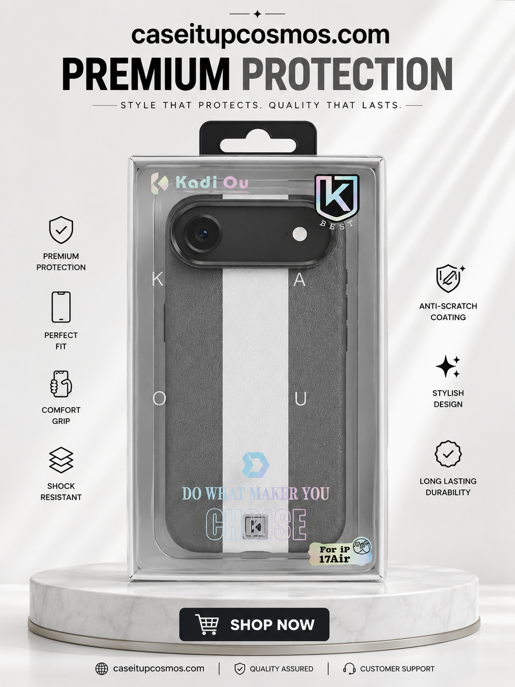 Premium Leather Stripe Protective Case for iPhone 17 Air | Shockproof Slim Cover | CaseItUpCosmos