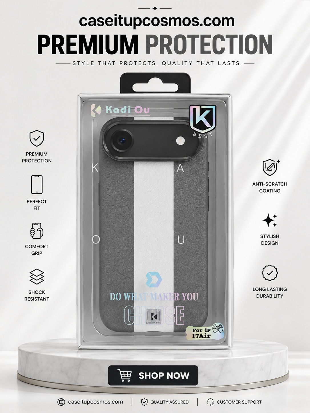 Premium Leather Stripe Protective Case for iPhone 17 Air | Shockproof Slim Cover | CaseItUpCosmos