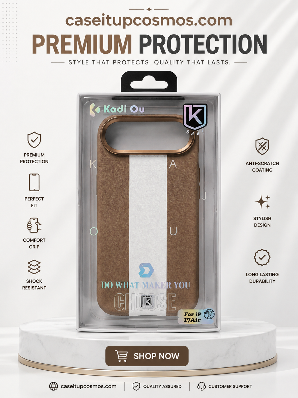 Premium Leather Stripe Protective Case for iPhone 17 Air | Shockproof Slim Cover | CaseItUpCosmos