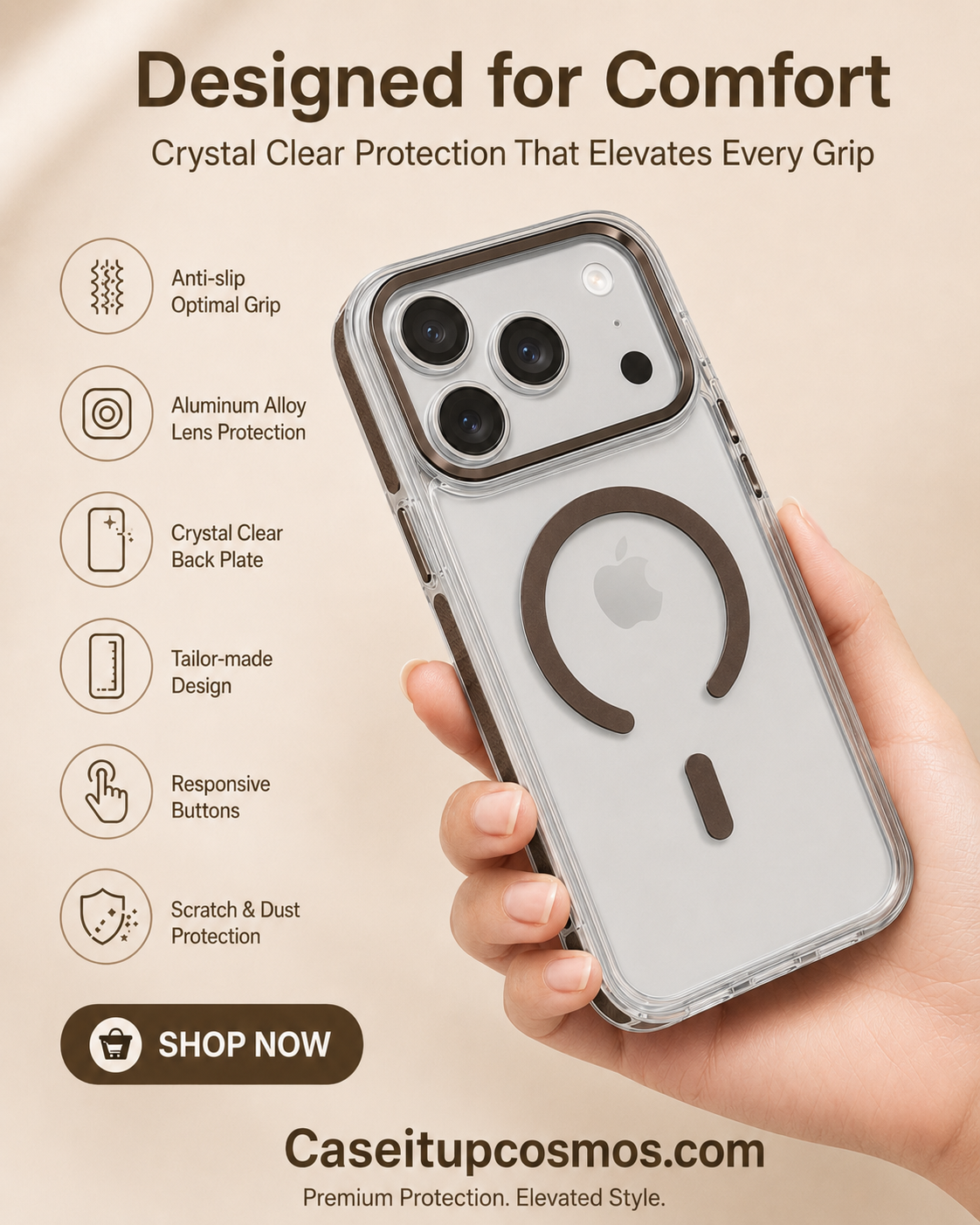 Classic Crystal Clear MagSafe Case for iPhone 17 – Slim, Shockproof