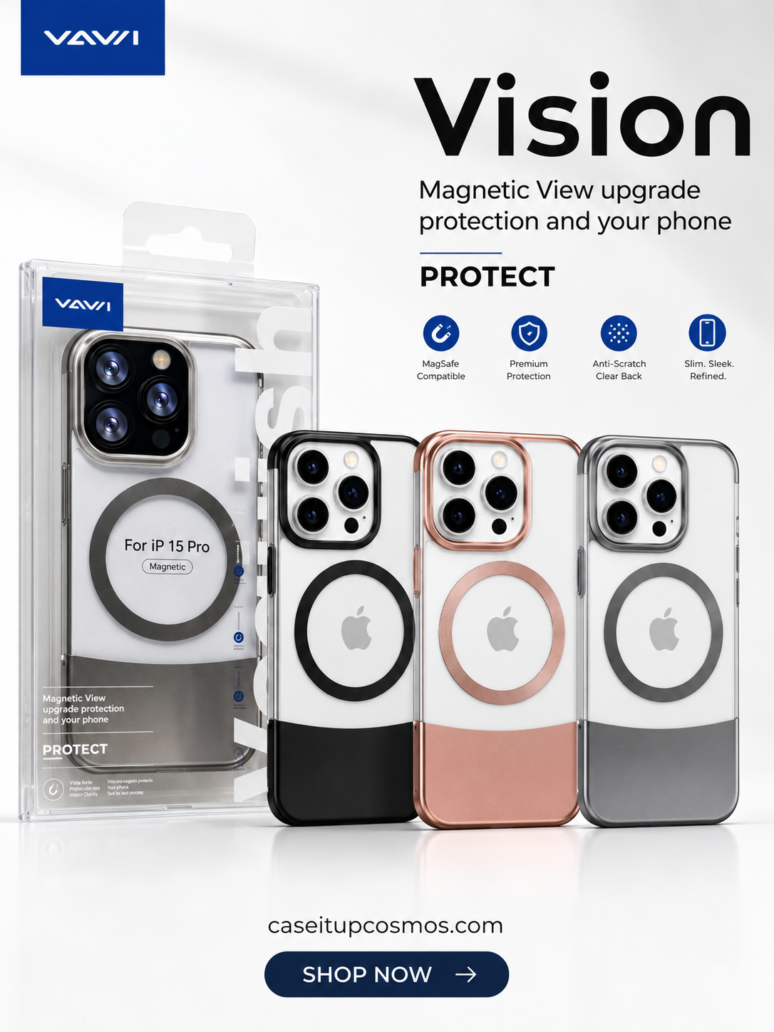 Vision Magnetic Clear Case with Camera Guard | MagSafe Compatible