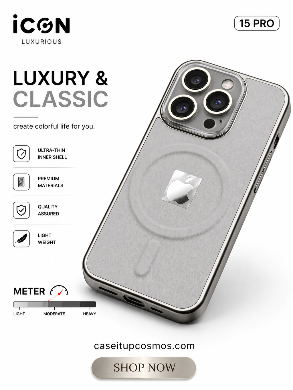 Luxury Classic MagSafe Frosted Leather Case for iPhone | Premium Slim Shockproof Cover