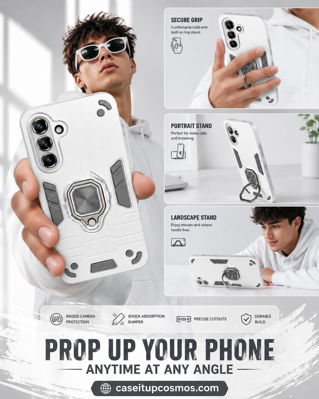 Cosmos Titan Armor Case | Rugged Protection with 120° Adjustable Ring Stand