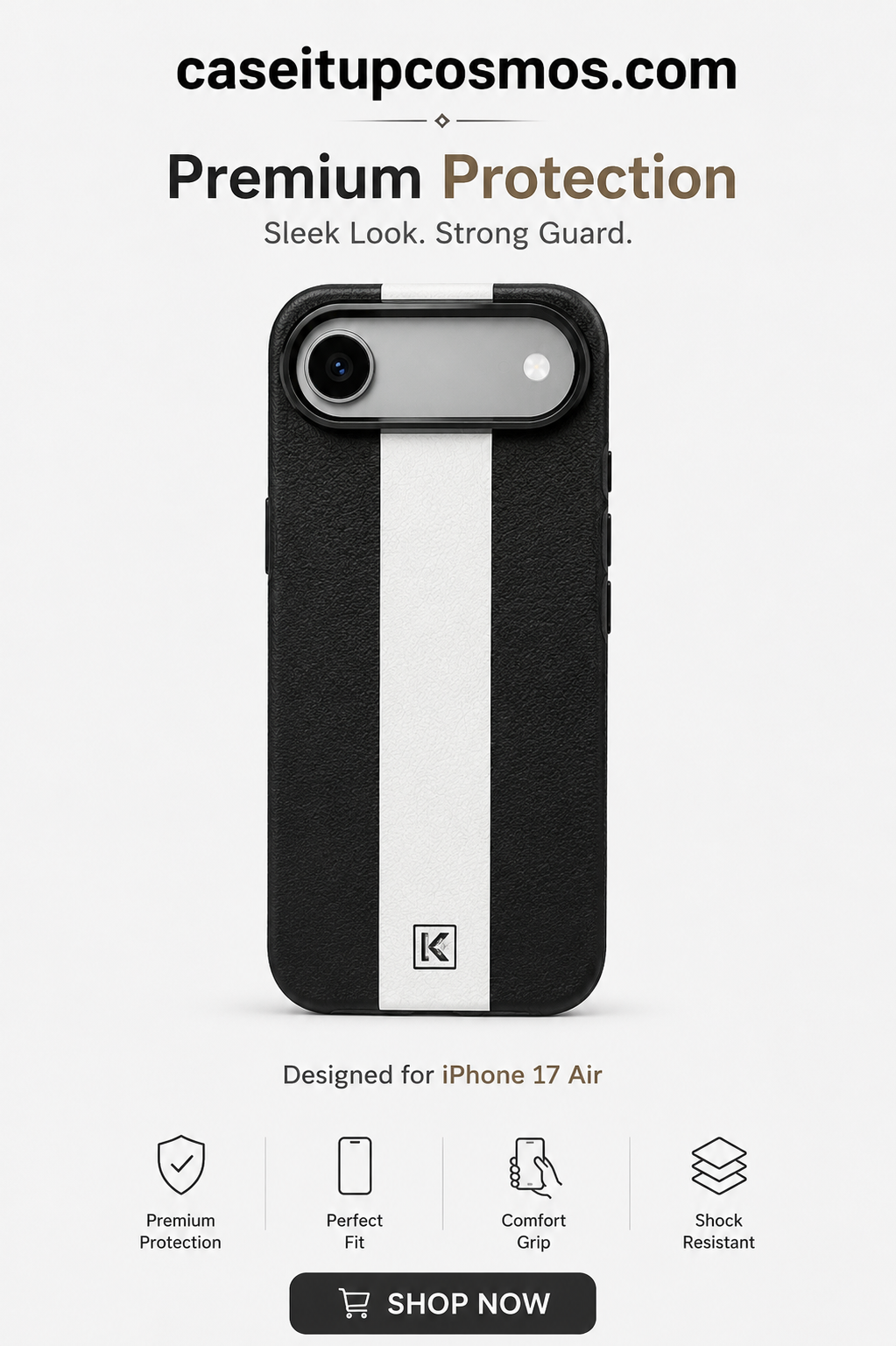 Premium Leather Stripe Protective Case for iPhone 17 Air | Shockproof Slim Cover | CaseItUpCosmos