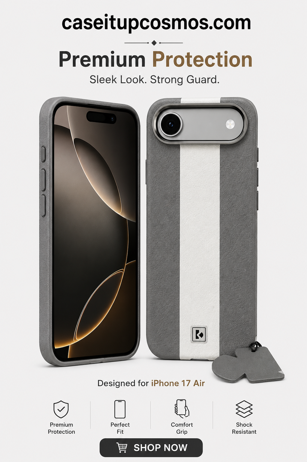 Premium Leather Stripe Protective Case for iPhone 17 Air | Shockproof Slim Cover | CaseItUpCosmos