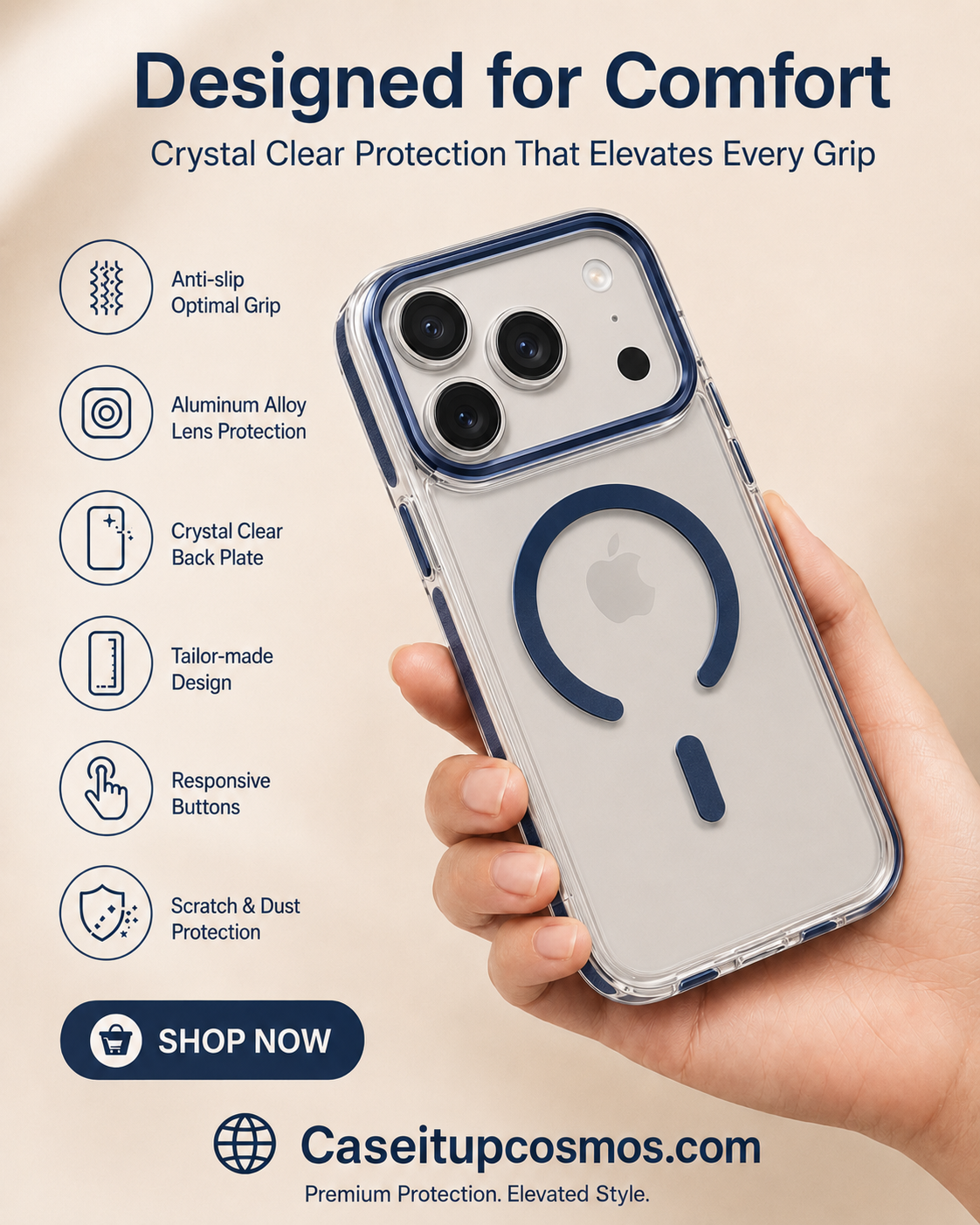 Classic Crystal Clear MagSafe Case for iPhone 17 – Slim, Shockproof