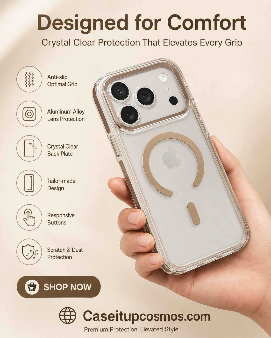 Classic Crystal Clear MagSafe Case for iPhone 17 – Slim, Shockproof