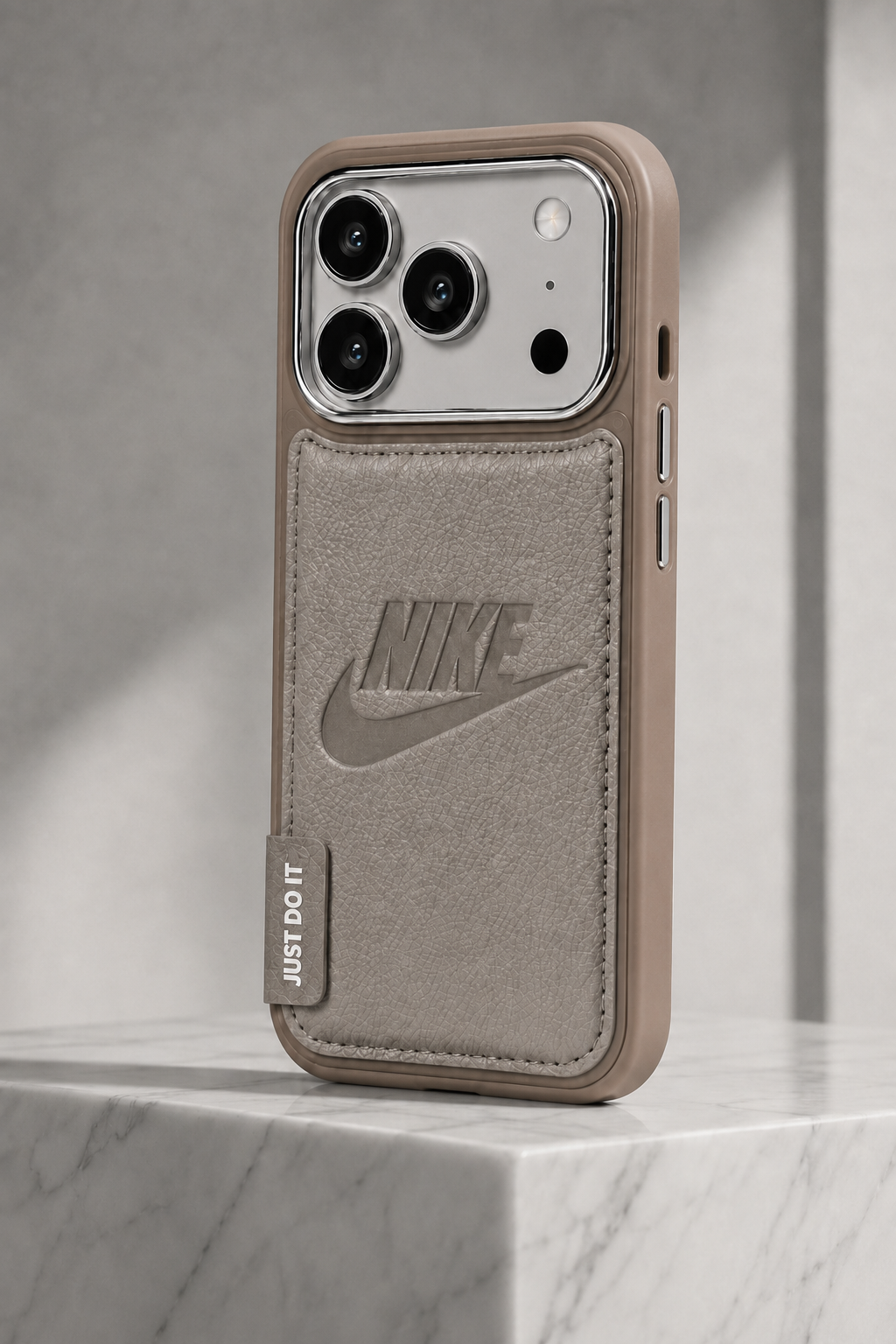 Nike Premium Leather Wallet Phone Case for iPhone 17 Pro – Shockproof Back Cover with Card Holder