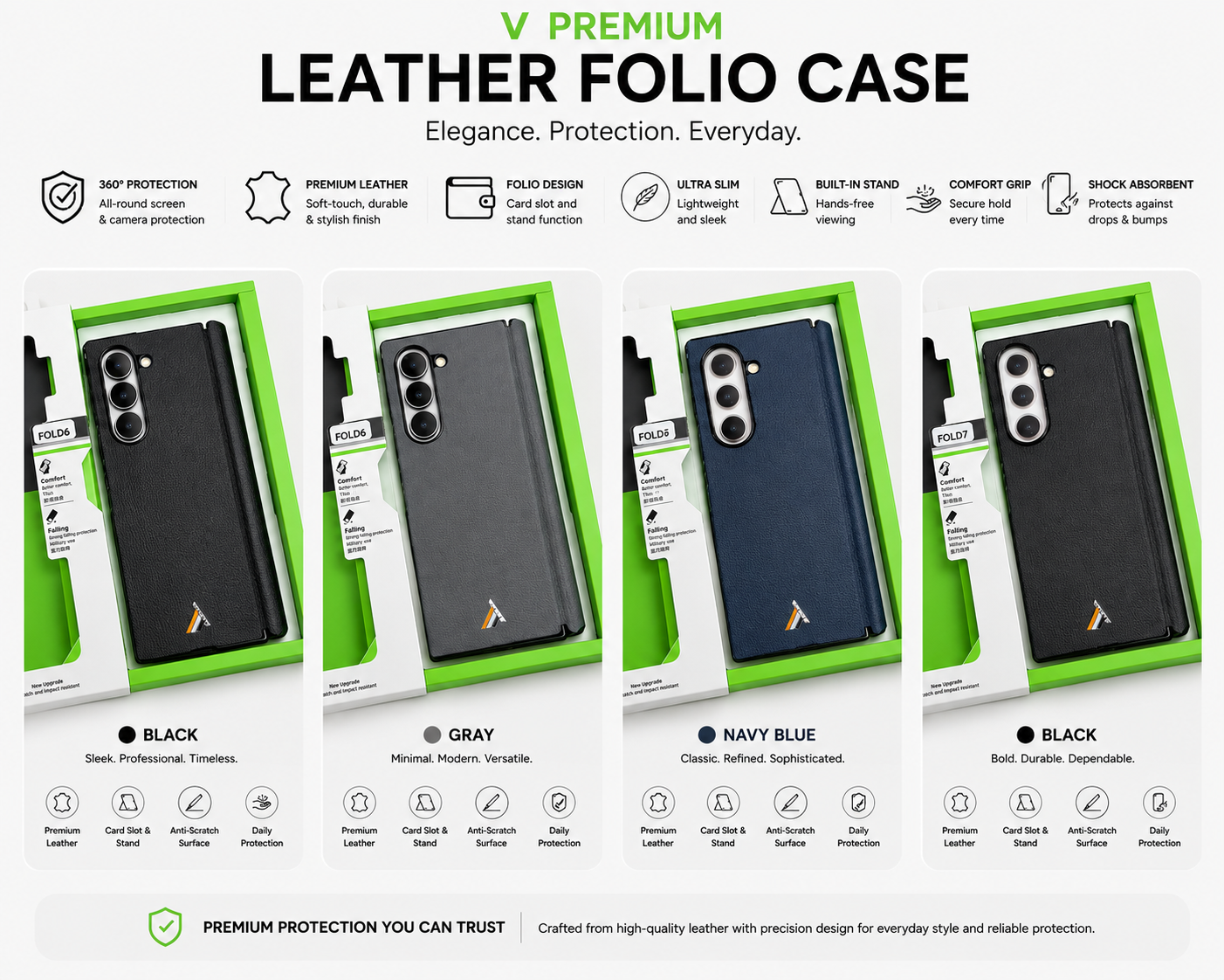 Premium Leather Texture Case for Samsung Fold
