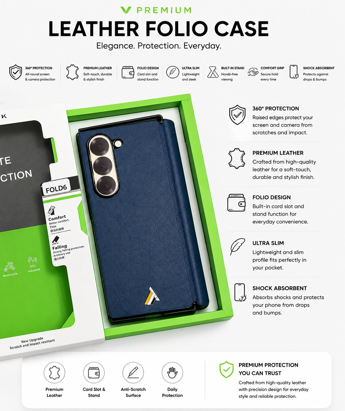 Premium Leather Texture Case for Samsung Fold
