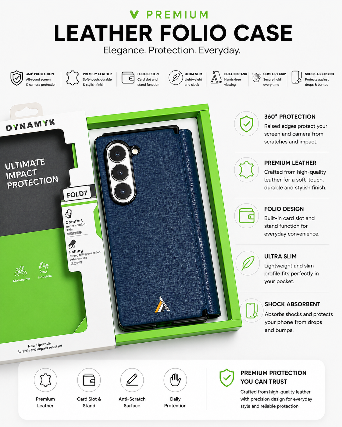 Premium Leather Texture Case for Samsung Fold