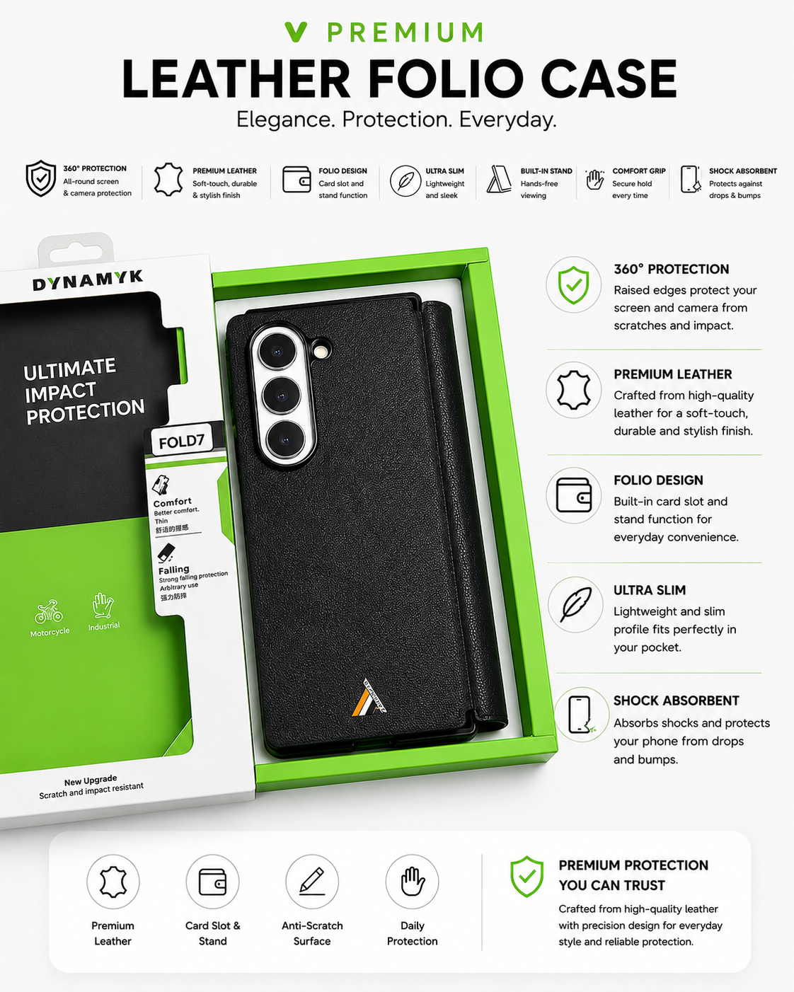 Premium Leather Texture Case for Samsung Fold
