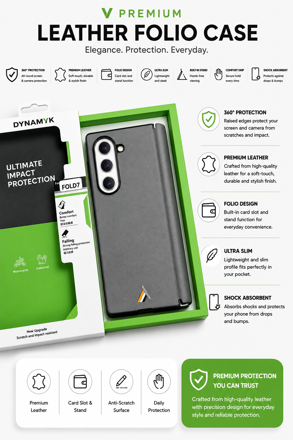 Premium Leather Texture Case for Samsung Fold