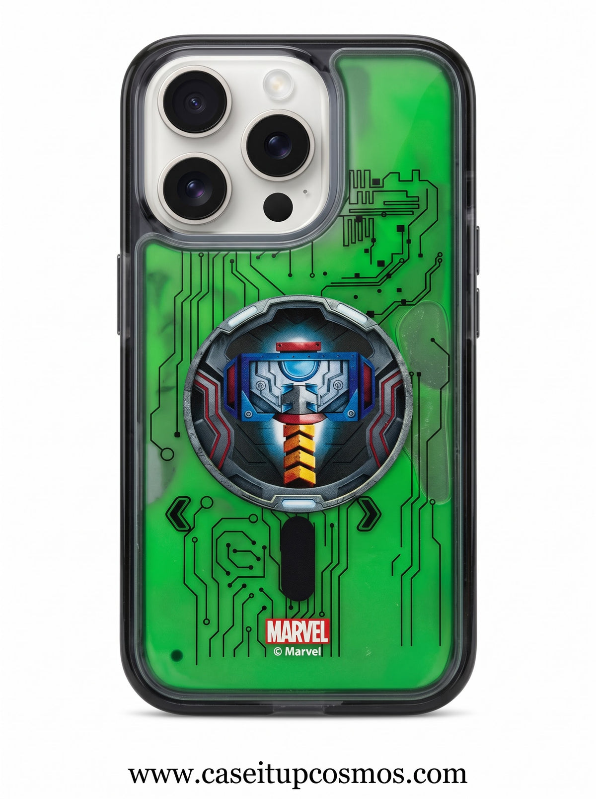 Cosmos™ Marvel Thor Hammer Cyber Circuit iPhone Case | Electric Green Edition