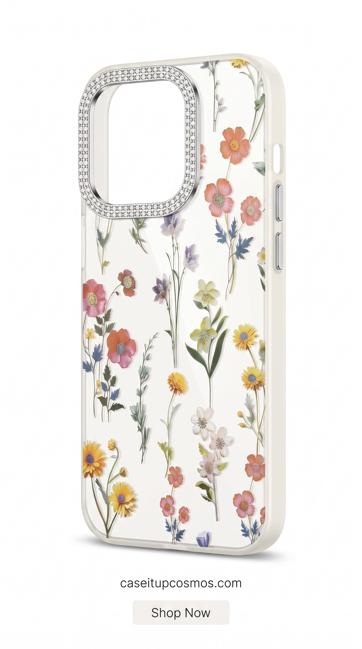 Botanical Crystal™ Floral Diamond Camera Case – Luxury Shockproof Phone Cover