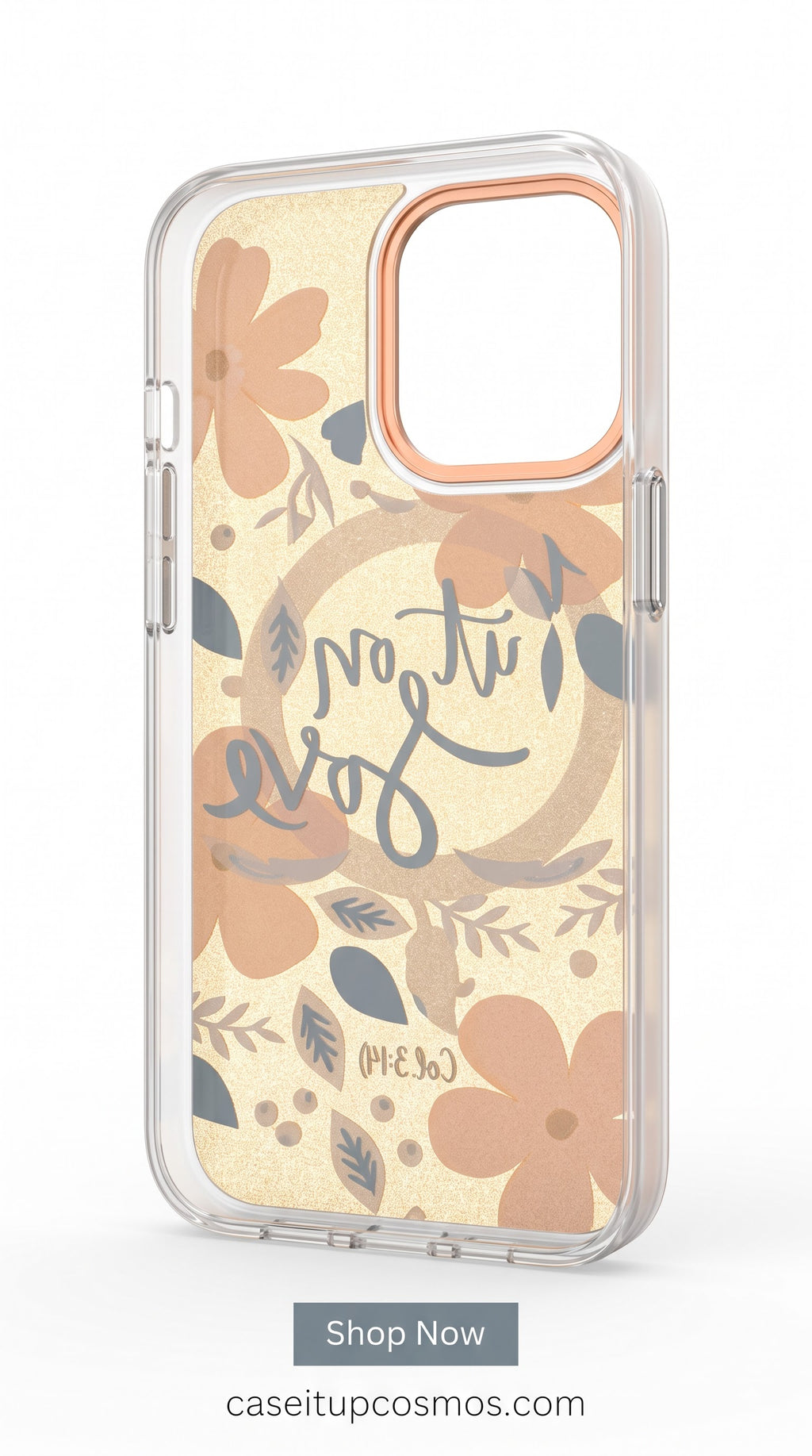 Premium Floral Glitter Faith Phone Case – "Put on Love" Edition | Shockproof Transparent Protective Cover