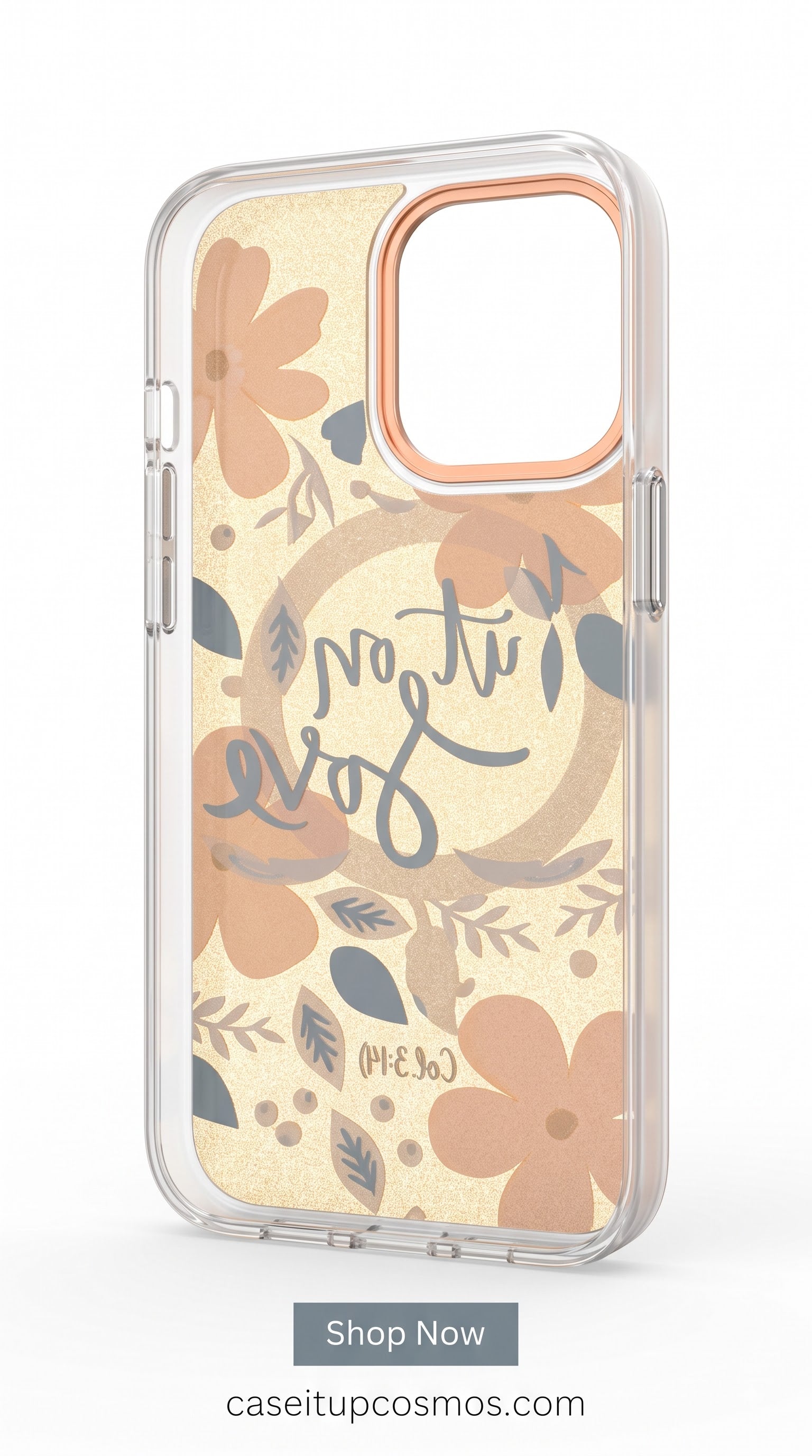 Premium Floral Glitter Faith Phone Case – "Put on Love" Edition | Shockproof Transparent Protective Cover