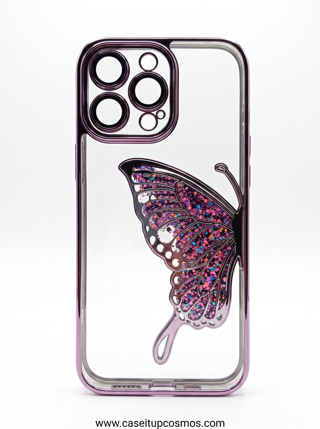 3D Holographic Butterfly Clear iPhone Case | Electroplated Purple Lens Guard