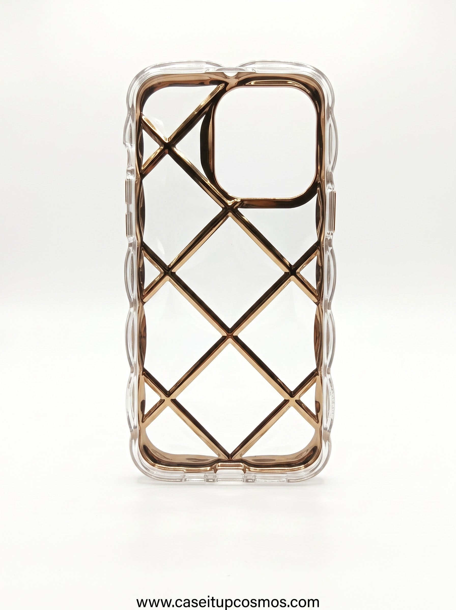 The Glamour Edition Gold Quilted Wavy Case for iPhone | Raised Lens Guard