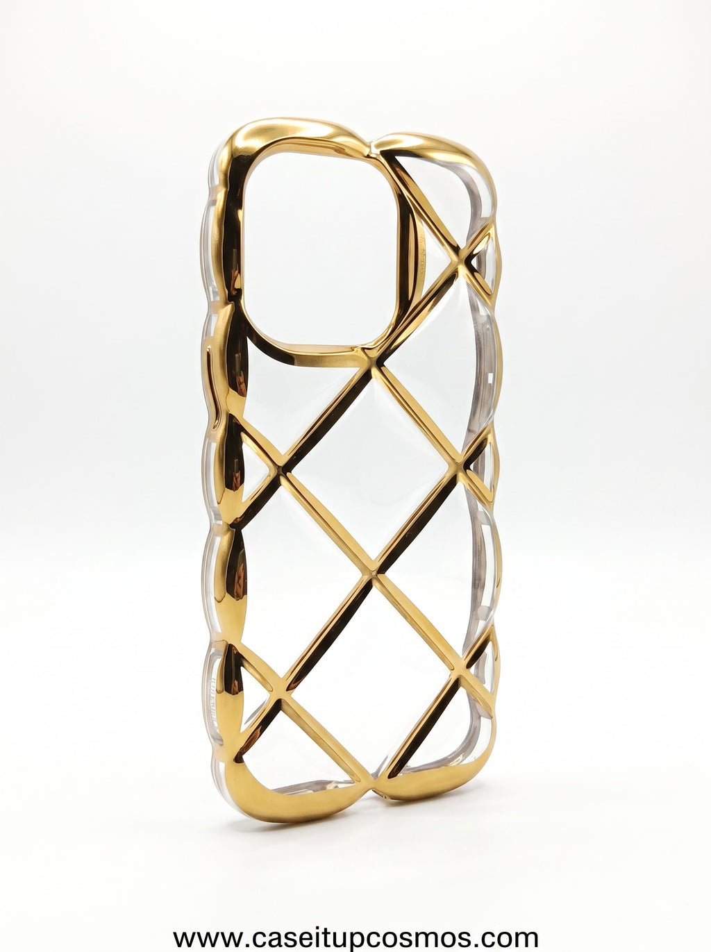 The Glamour Edition Gold Quilted Wavy Case for iPhone | Raised Lens Guard