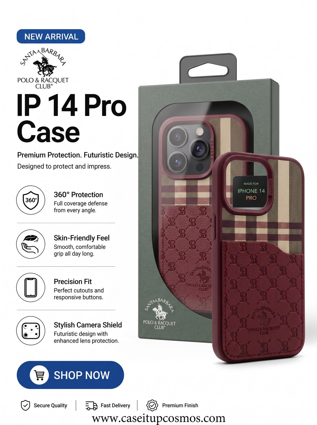 A Luxury Burgundy Tartan Plaid & Debossed Leather Case for iPhone | Suede Interior
