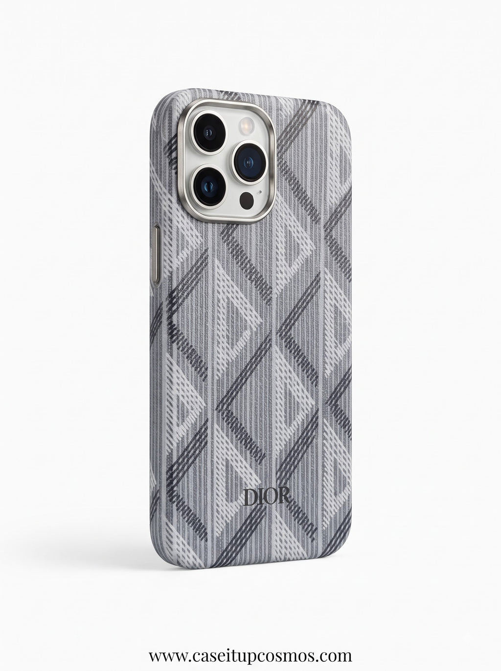 Cosmos Dior Geometric Diamond Canvas iPhone Case | Brushed Alloy Camera Bezel