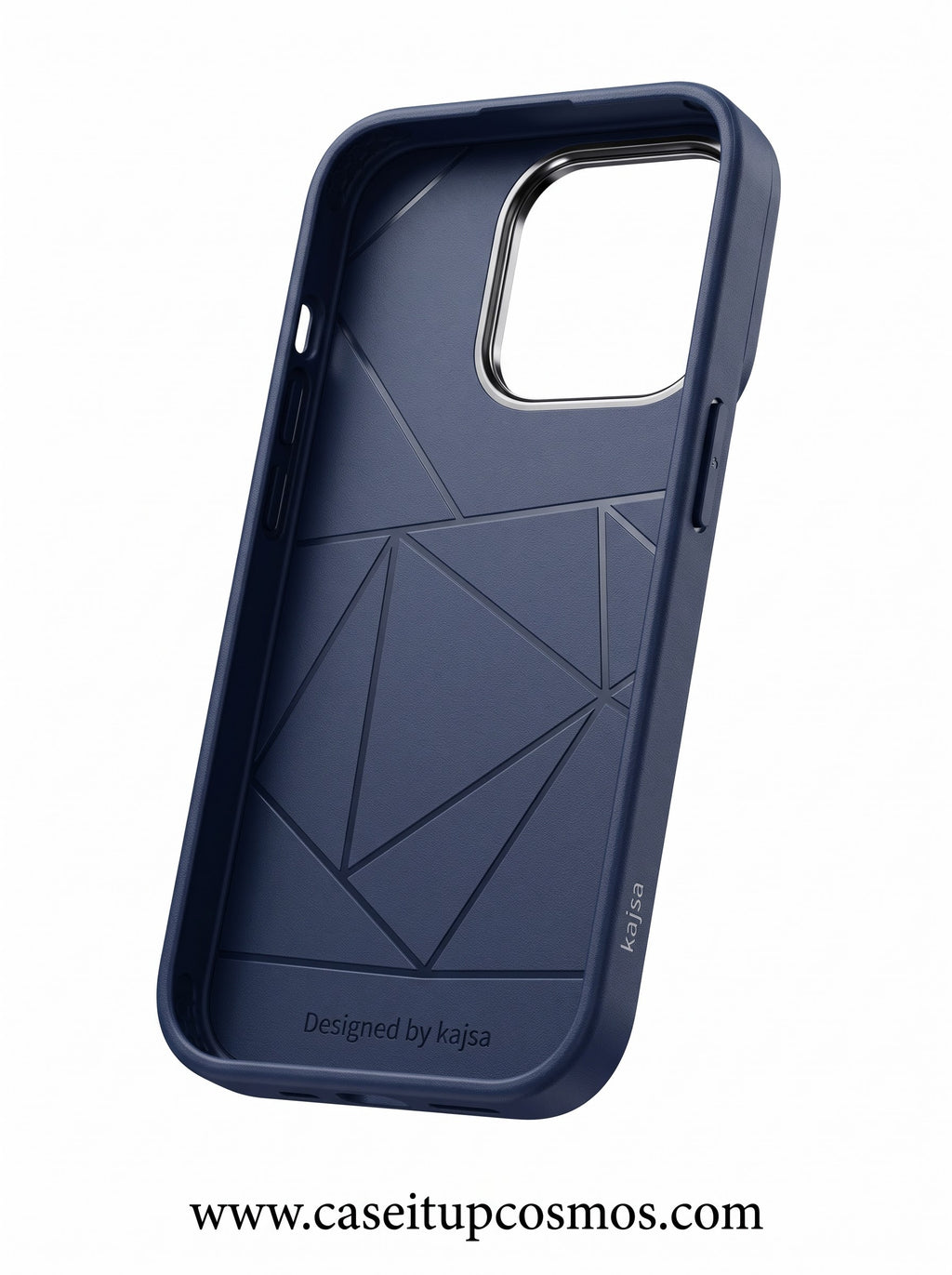 A Cosmos™ Midnight Checkered Leather iPhone Case | Brushed Alloy Camera Guard