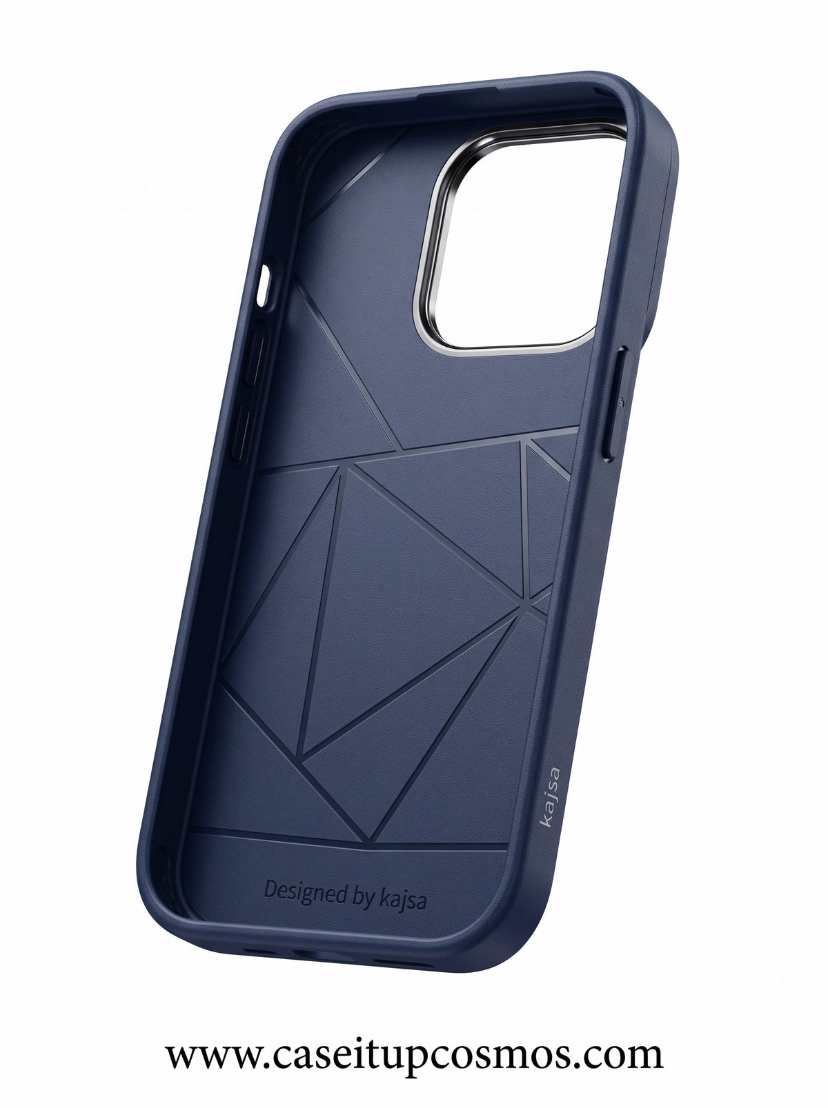 A Cosmos™ Midnight Checkered Leather iPhone Case | Brushed Alloy Camera Guard