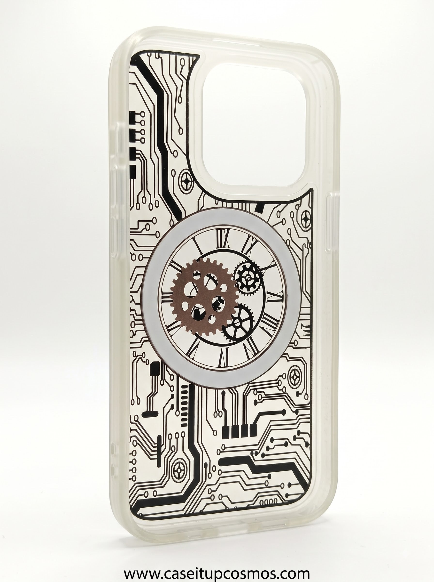 Mechanical Clockwork & Circuit Board MagSafe Case for iPhone | Clear Hybrid