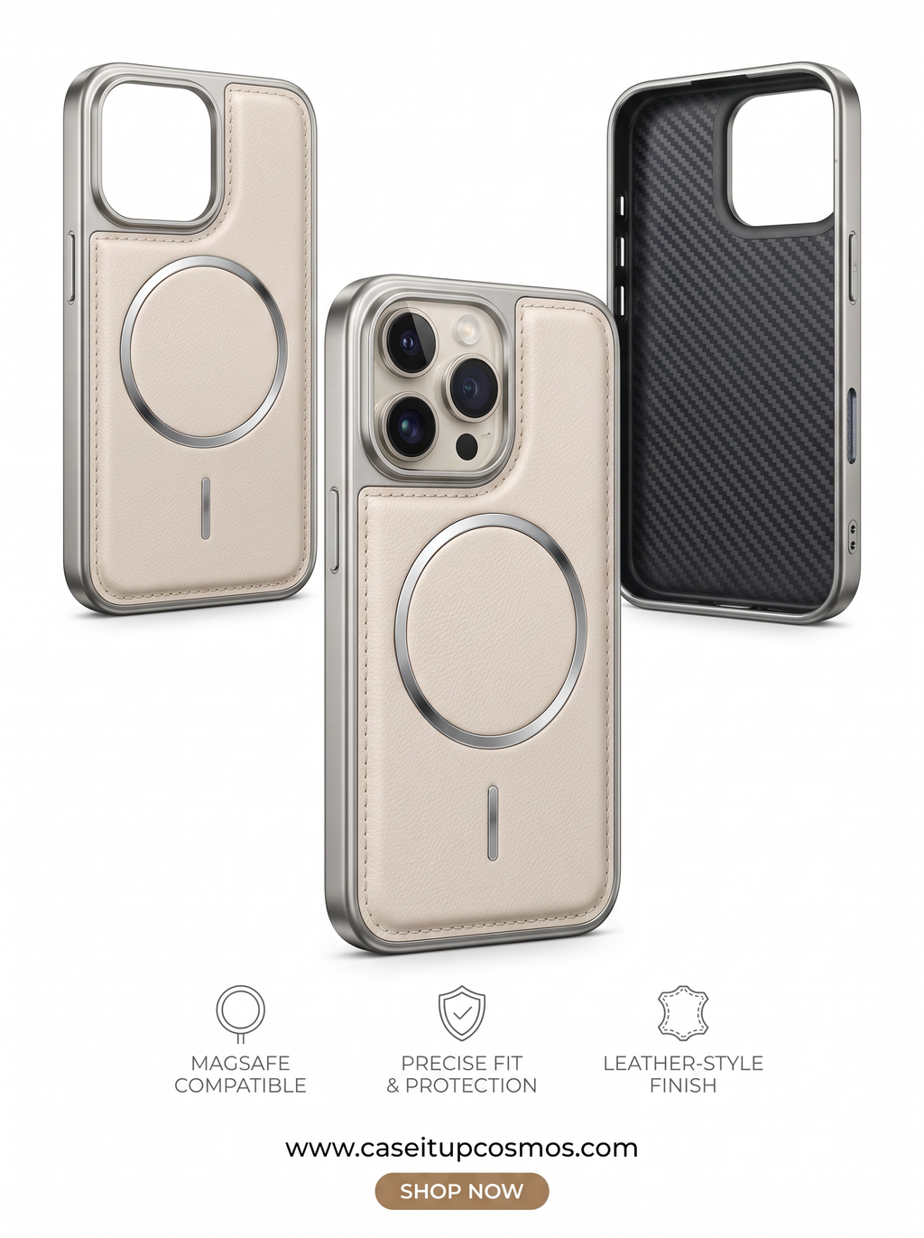 The Minimalist Leather MagSafe Edition Case for iPhone | Titanium Bumper
