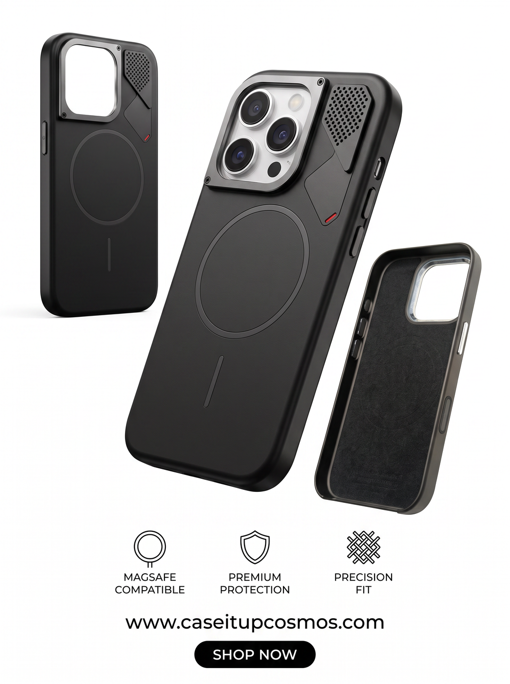 Futuristic Alloy Camera Armor MagSafe Case for iPhone | Microfiber Interior