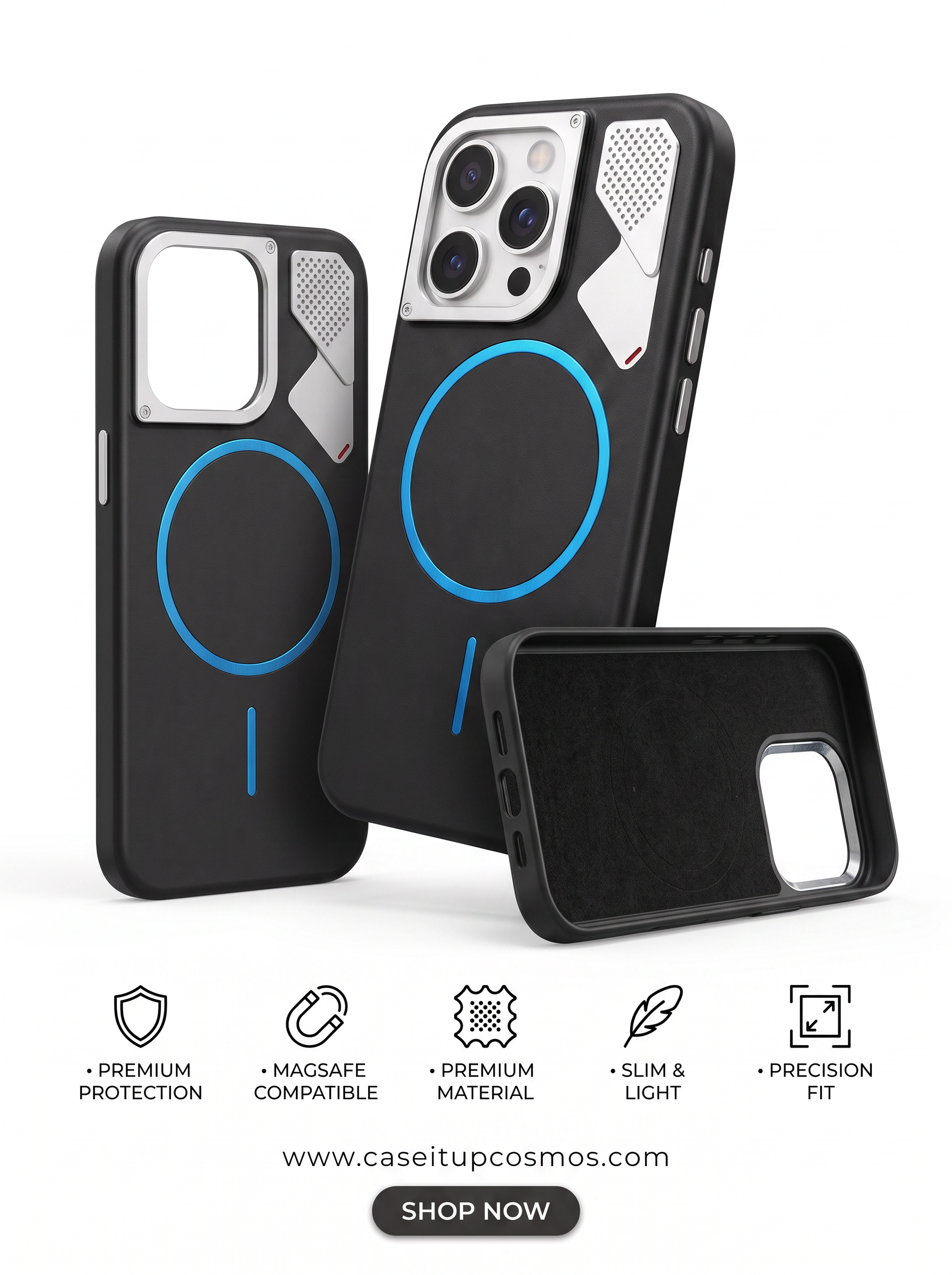 Futuristic Alloy Camera Armor MagSafe Case for iPhone | Microfiber Interior